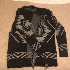 Cozy southwest gray and fringe cardigan